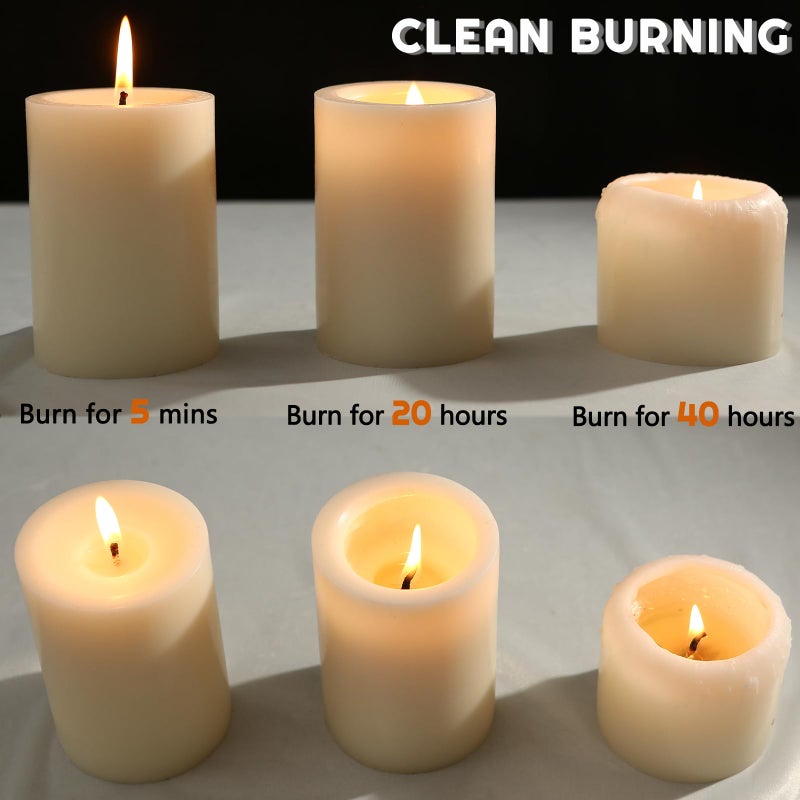 MOSROAD White Pillar Candles  Unscented Pillar Candles Bulk - 50 Hour Long Burn Time - Dripless and Smokeless White Wax Candles Dinner Table  for Wedding Christmas and Home Decor [6 Pack  2.8x4 inch] - Image 5
